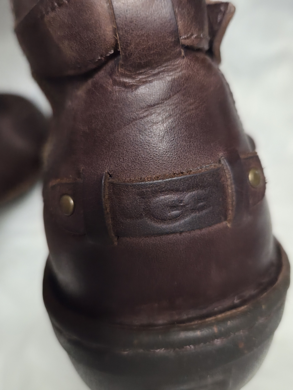 UGG Leather Shearling Lined Zip Buckled Strap Boots Size 9 - Picture 6 of 9